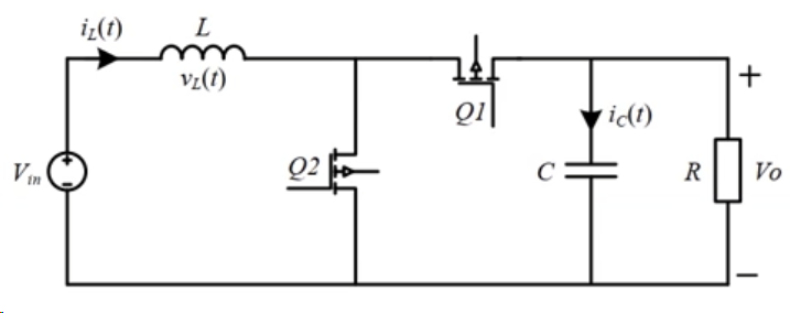 使用 Q1 替代二极管的同步整流 Boost 电路