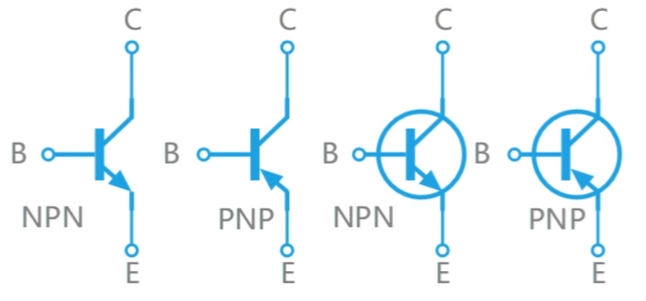 NPN 与 PNP 三极管符号